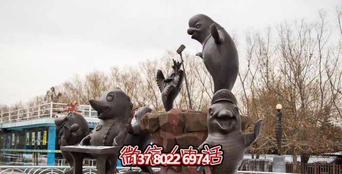 不銹鋼海豚雕塑，個性創意花園裝飾