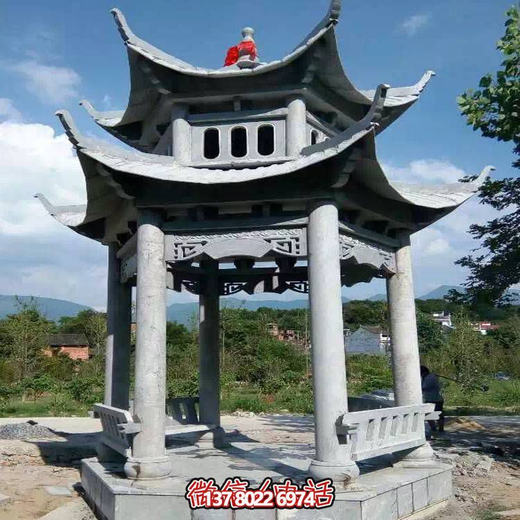 優雅雙層石雕涼亭，給您的園林添彩