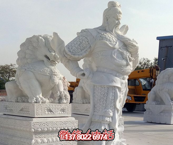 漢白玉大型關公雕塑，增添景觀美感