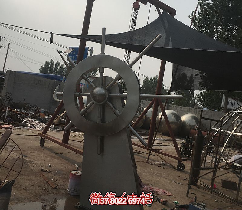 騰飛不銹鋼雕塑船舵，點綴室內飯店