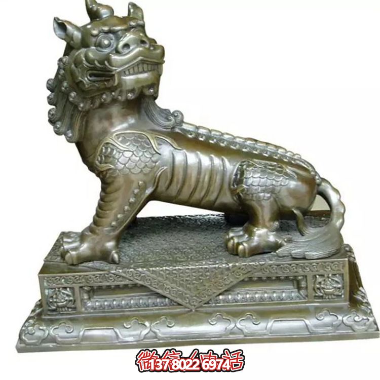 小型不銹鋼神麒麟雕塑，裝點庭院