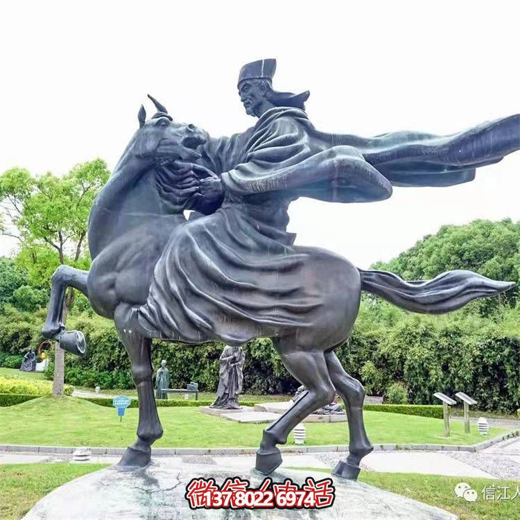 古典仿銅騎馬雕塑，玻璃鋼創(chuàng)意廣場(chǎng)裝飾