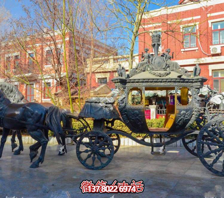 街道景點(diǎn)大型銅雕馬車(chē)