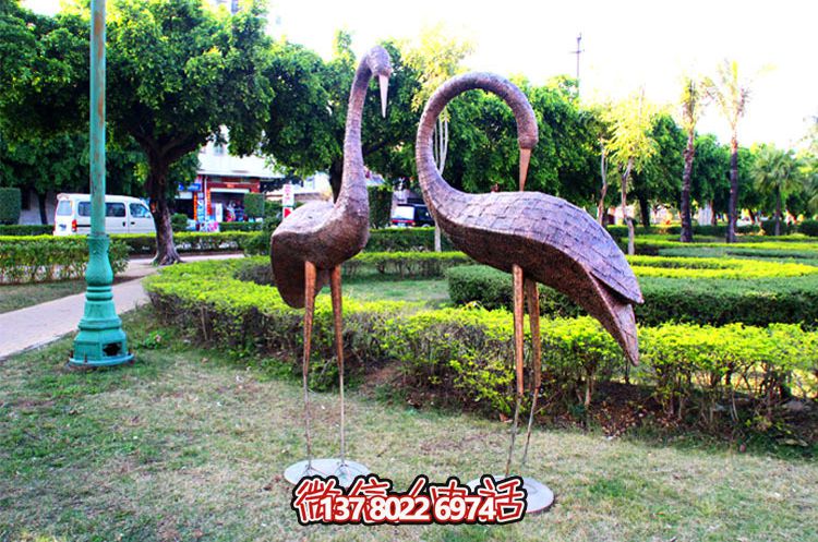 戶(hù)外公園不銹鋼噴漆園林景觀裝飾品仙鶴雕塑