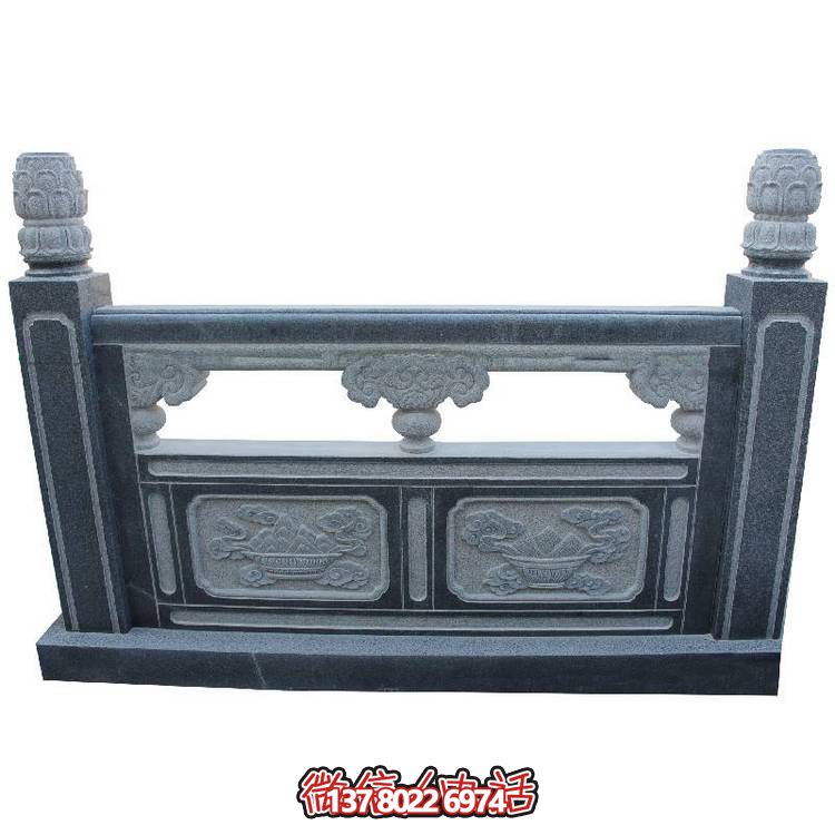 大理石黑雕刻花紋景區寺院安裝扶手欄板