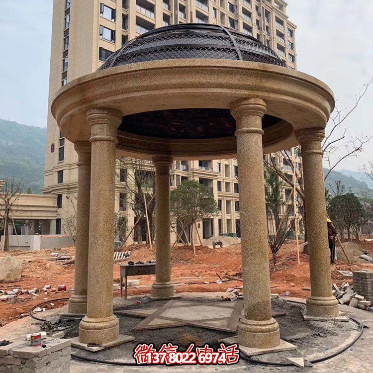 小區廣場擺放花崗巖羅馬柱歐石涼亭雕塑 小區廣場擺放花崗巖羅馬柱歐石涼亭雕塑