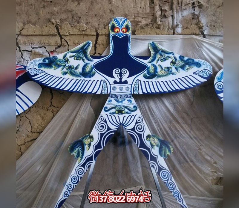 小區(qū)庭院園林擺件中國風彩繪不銹鋼風箏雕塑