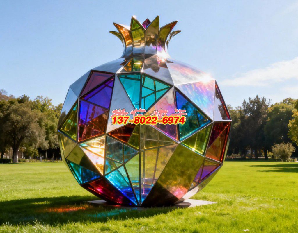 《晶簇同心?榴韻華章》：不銹鋼景觀雕塑凝萃石榴意象，織就民族團結的絢爛符號